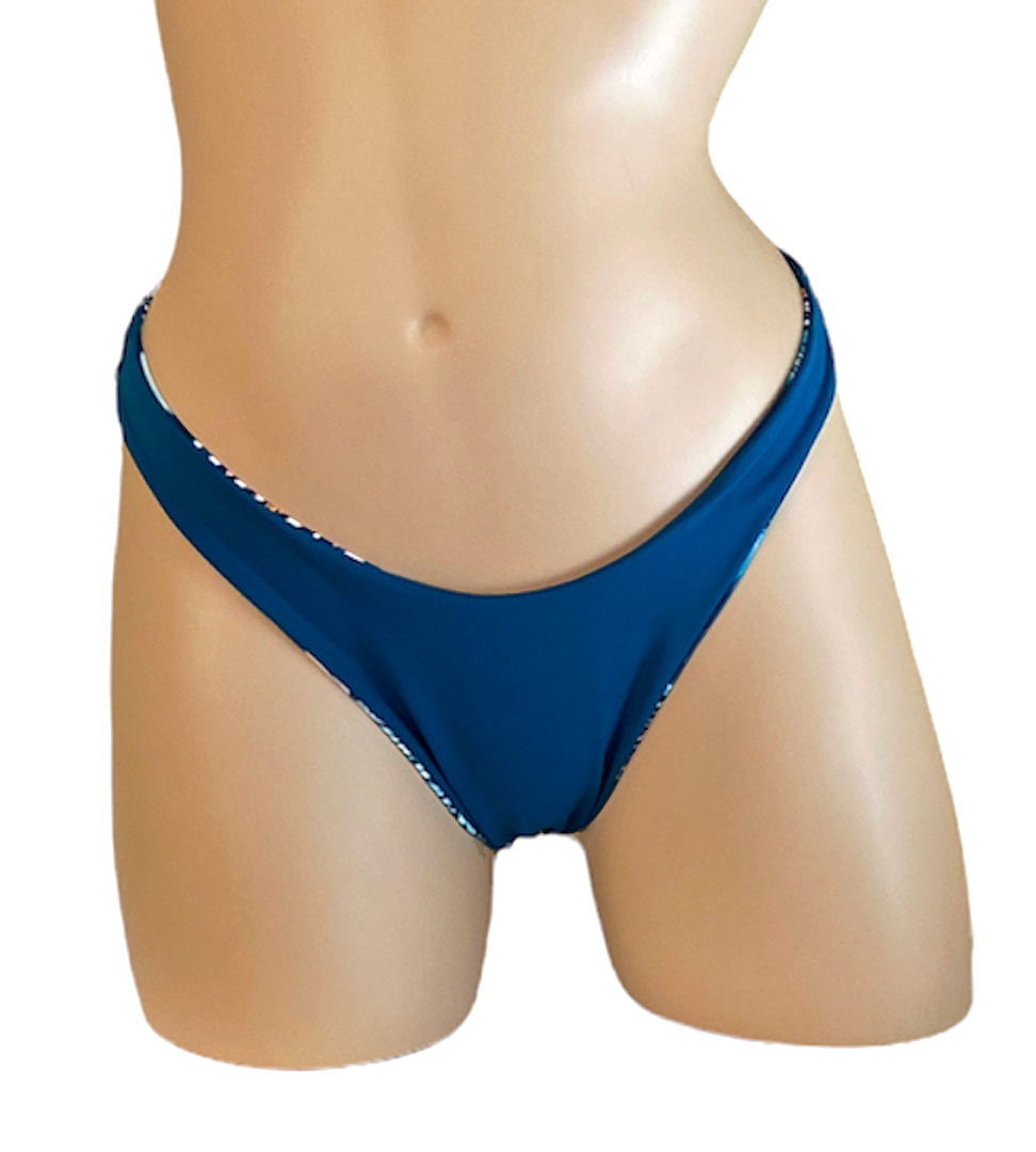 Reversible aqua leopard teal bikini bottoms