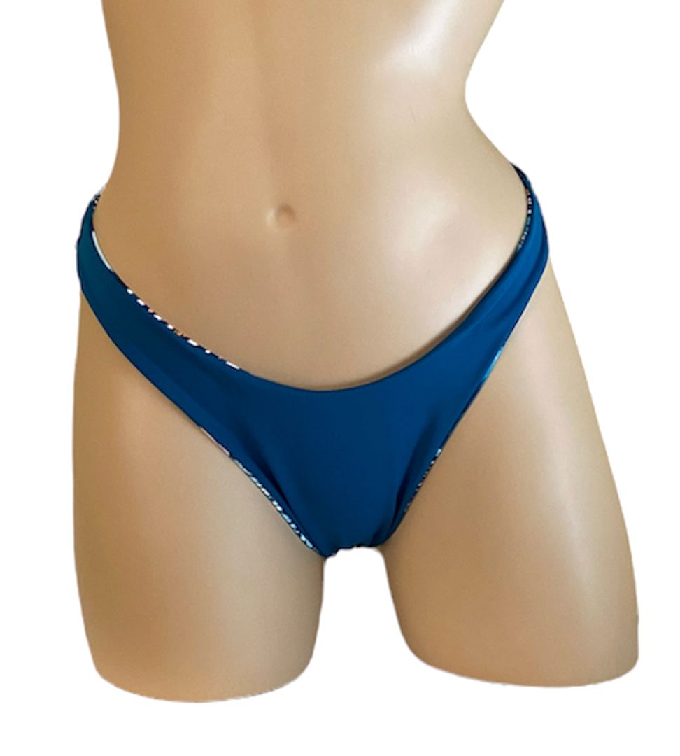 Reversible aqua leopard teal bikini bottoms