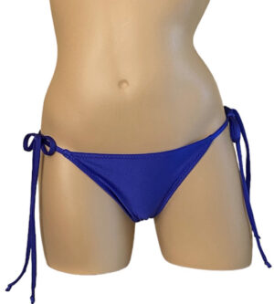 Low waist tie side ruched back bikini bottoms in royal blue