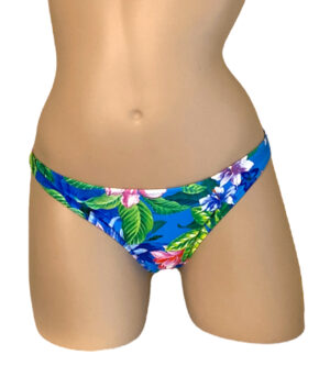 low waist cheeky bikini bottoms in tropic floral print front view