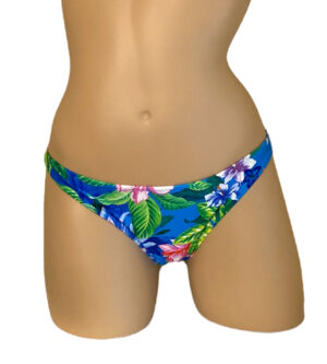 low waist cheeky bikini bottoms in tropic floral print front view