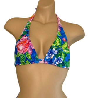Double strap halter style bikini top in tropic floral print