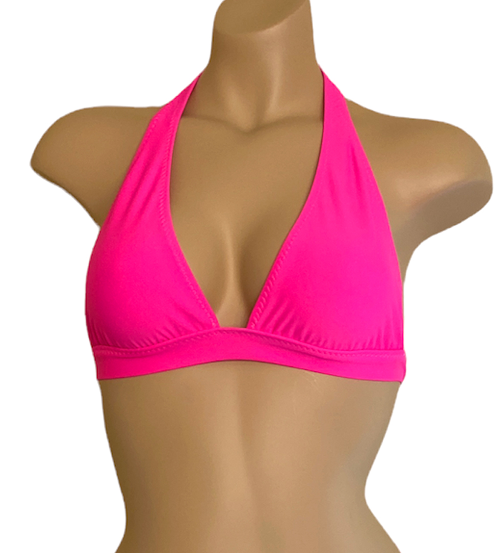 Halter bikini top in Hot Pink Sandborn Swim