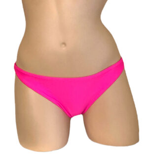 low rise, sporty bikini bottoms in hot pink front view