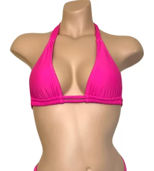 Hot pink double strap bikini top front view