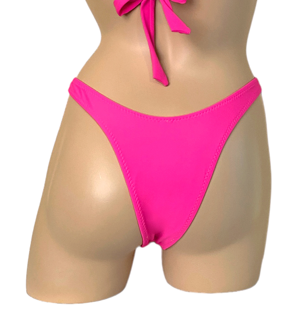 high cut cheeky bikini bottoms in hot pink back view