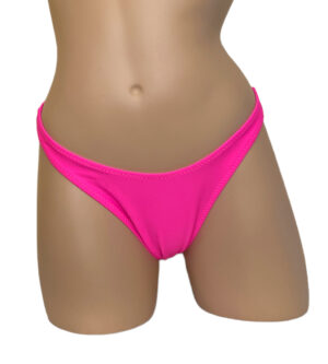 High hip, cheeky bikini bottoms in Hot Pink front view