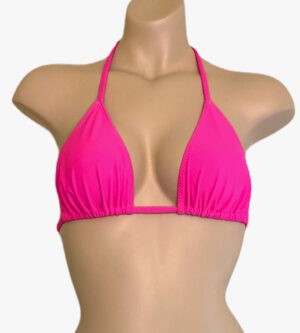 Triangle bikini top in hot pink front view