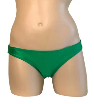 Low rise, moderate coverage bikini bottoms in Kelly green front view