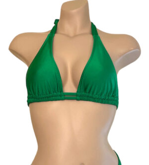 Kelly green double strap halter bikini top front view