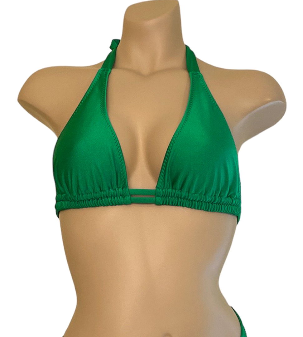 Double strap bikini top in Kelly Green Sandborn Swim