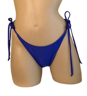 High cut tie side bikini bottoms in Royal blue front view