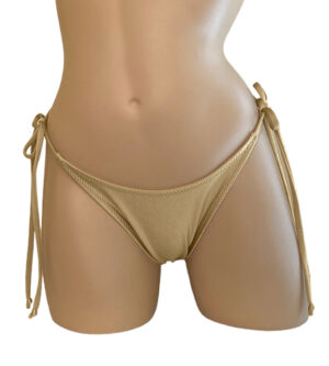 Gold high waist bikini bottoms with tie sides