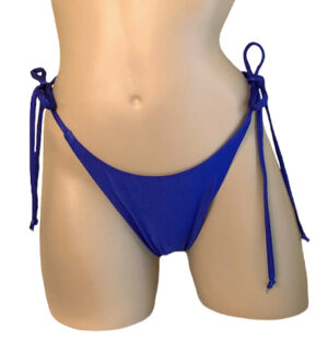 High cut, tie side bikini bottoms in Royal blue front view