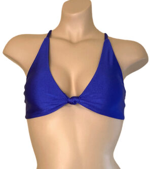 Knotted cross back bikini top in Royal Blue front view