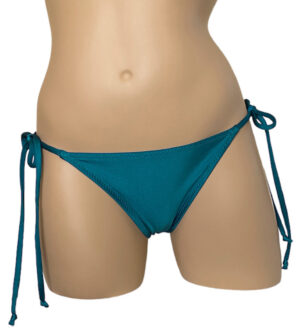 Low wasit tie side ruched back bikini botttoms in teal
