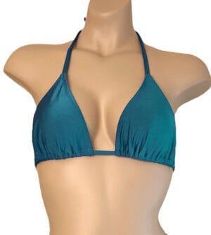 Teal triangle bikini top