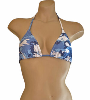 Triangle bikini top in blue camo print