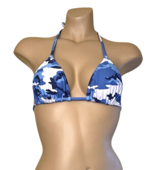 Classic triangle bikini top in blue camo print