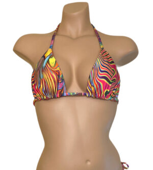 Reversible classic triangle top in retro print front view