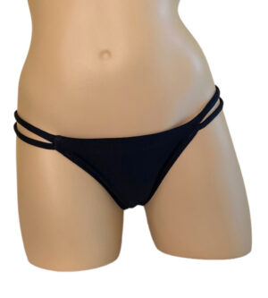 Low waist double side strap bikini bottoms in black