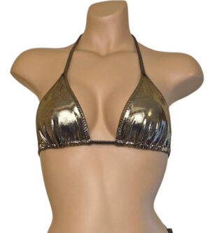 Triangle bikni top in metallic black gold