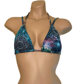 Sliding straps triangle bikini top in boho print
