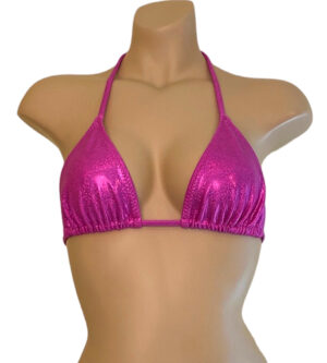 Triangle bikini top in glitter pink
