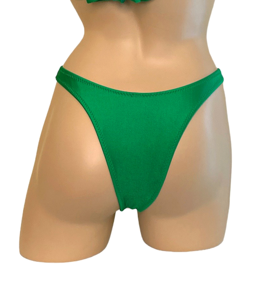 High cut cheeky bikini bottoms in Kelly green back view