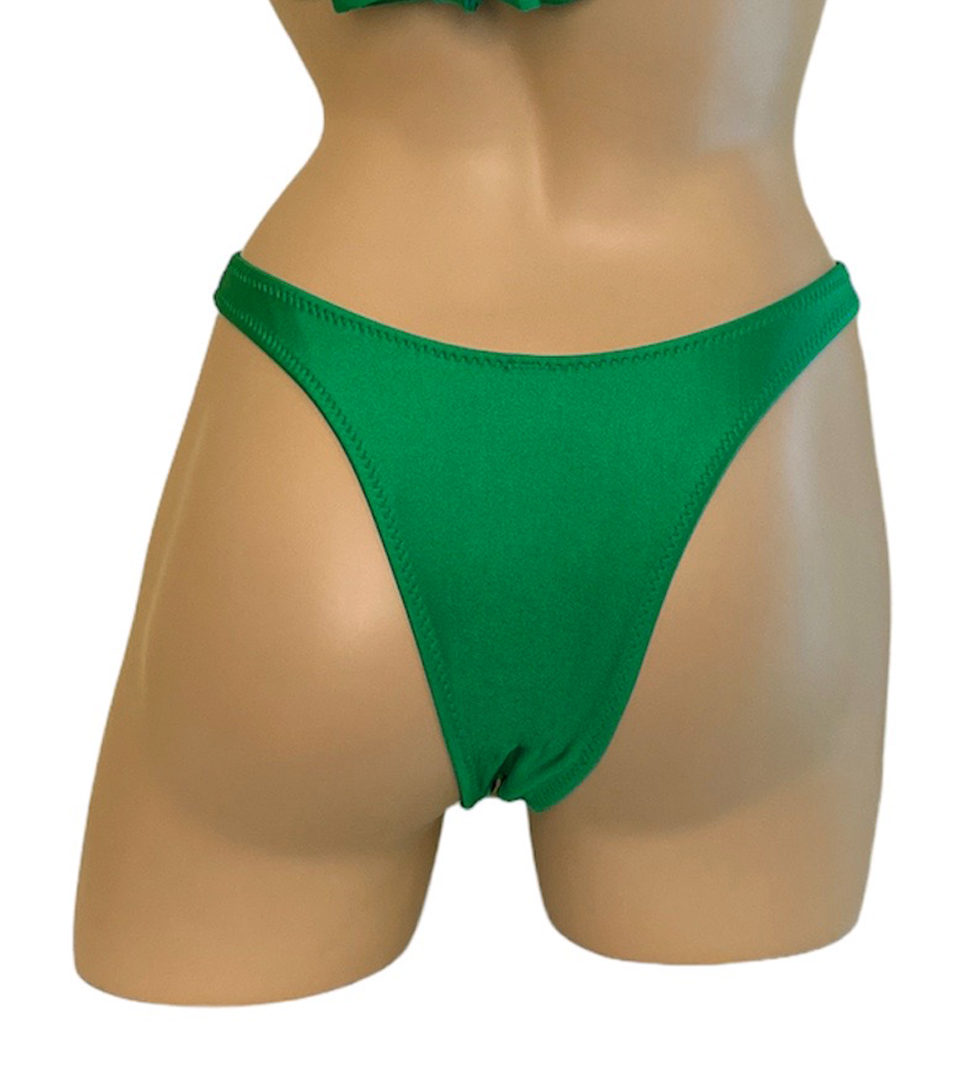 High cut cheeky bikini bottoms in Kelly green back view