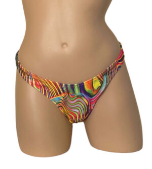 High cut super cheeky bikini bottoms in a retro vibe print