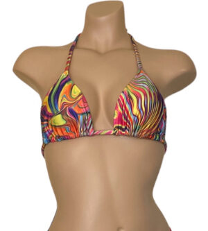 Triangle bikni top in a retro vibe print