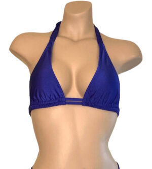 Double strap halter style bikini top in Royal blue front view
