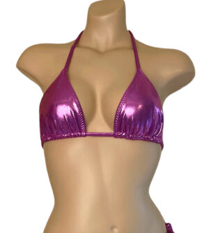Triangle bikini top in metallic pink