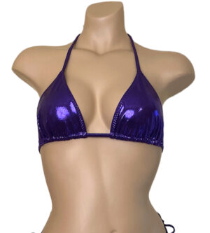 Triangle bikini top in metallic purple