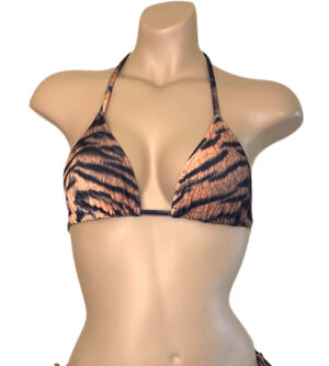 Triangle bikini top in tiger print front view