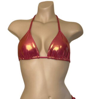 Triangle bikini top in metallic sangria