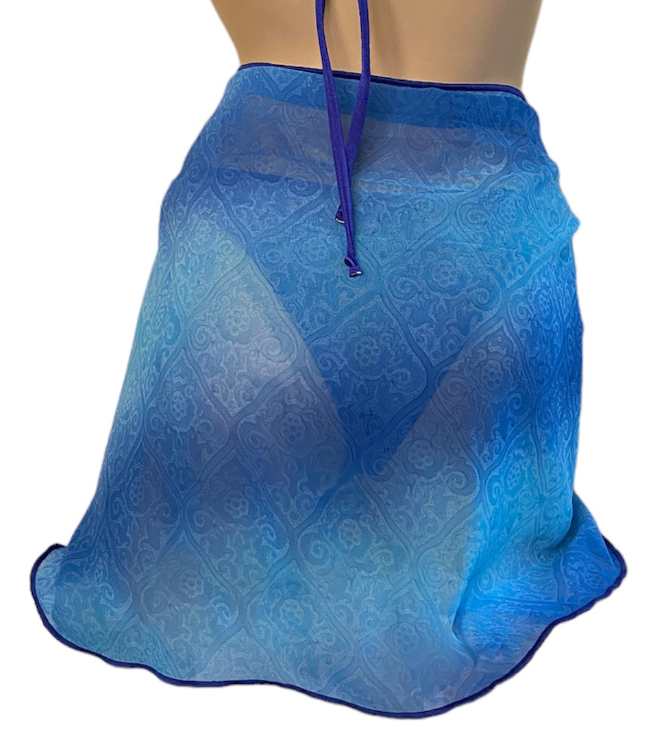 Blue Ombre bikini wrap cover up back view