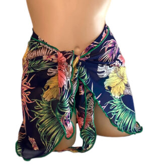 Navy tropic floral bikini wrap cover up