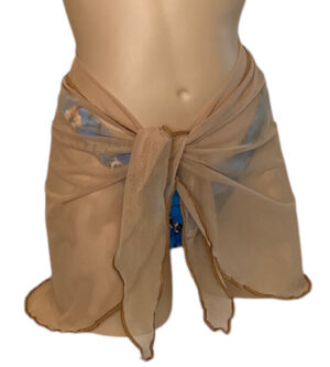 Tan stretch mesh bikini wrap cover up