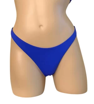 High cut ruched back cheeky bikini bottoms in cobalt blue front view