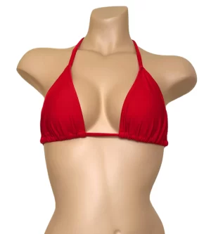 Triangle bikini top in red carmino front view