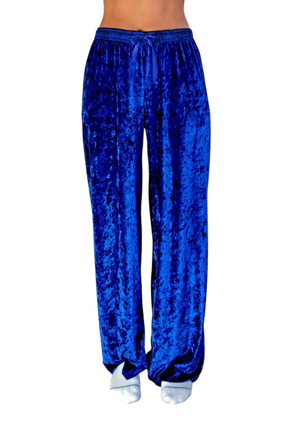 Royal blue crushed velvet lounge pants • Sandborn Swim