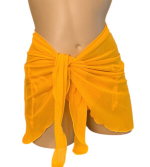 stretch mesh bikini wrap cover up in daffodil yellow