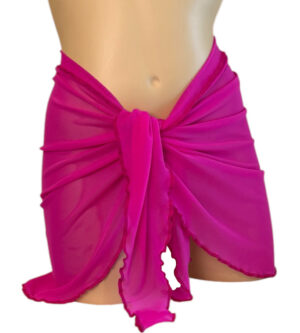 stretch mesh bikini wrap cover up in magenta