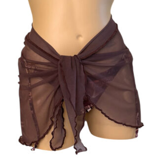 stretch mesh bikini wrap cover up in mocha