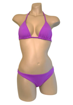 Low waist bikini bottoms and triangle bikini top in orchid