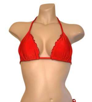 Ruffle edge bikini top in poppy red