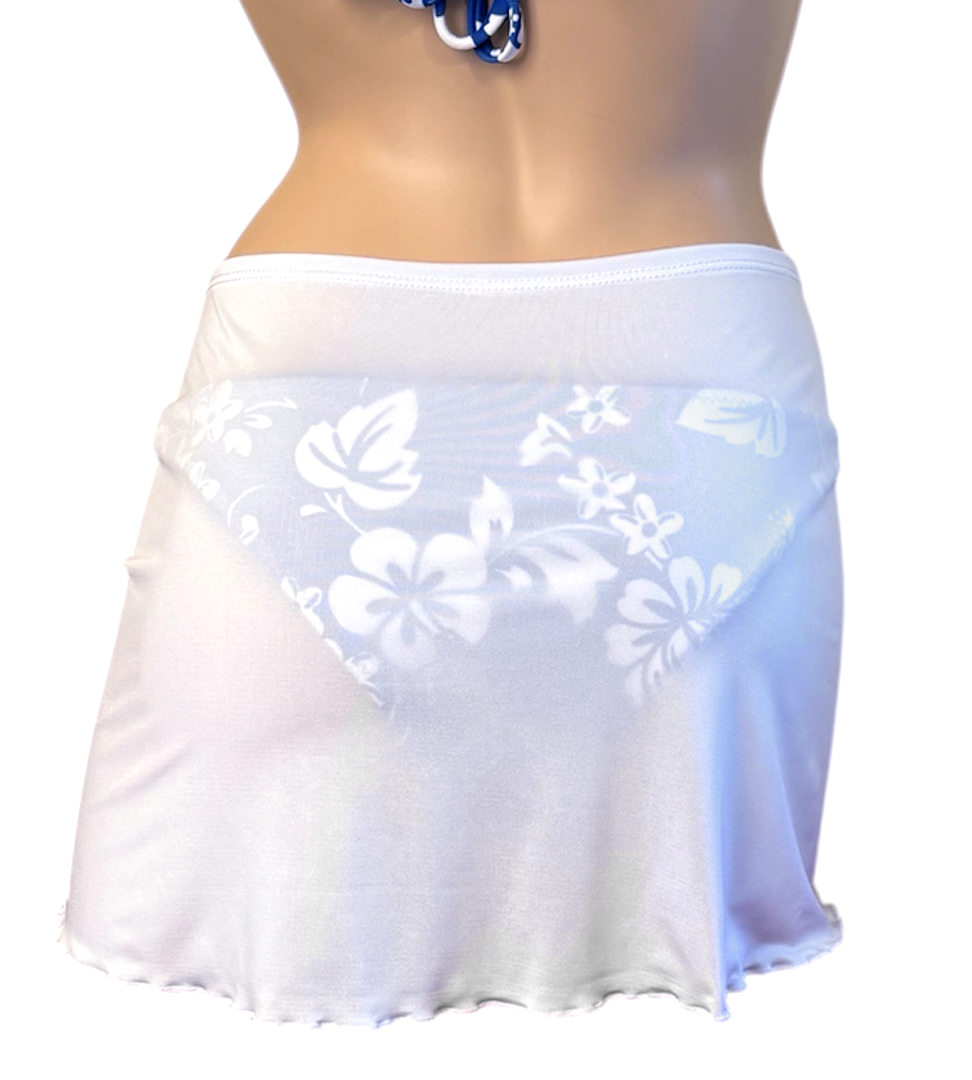 White cinch skirt bikini cover up back view
