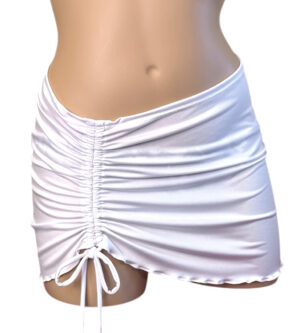 White cinch skirt bikini cover up